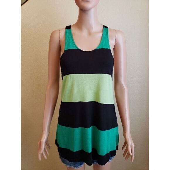 🖤 H&M green striped racerback knit tank - Picture 1 of 3